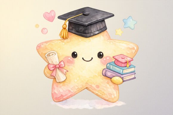 Cute Smiling Graduation Star PNG Clipart: A Joyful Touch for Celebration Designs