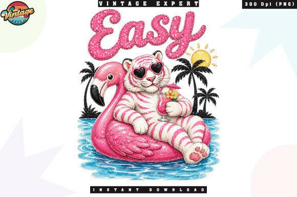 Easy Tiger Summer Flamingo PNG: A Fresh Design Asset for Creative Projects