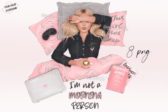 Morning Clipart, Girl with Coffee Png: A Versatile Design for Creative Projects