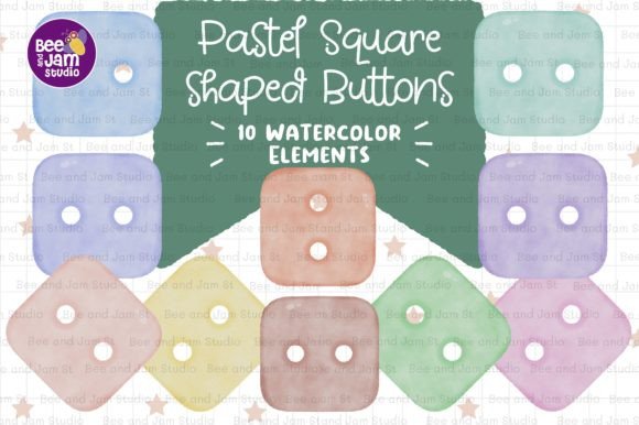 Pastel Square Shaped Buttons Watercolor: A Versatile Design Element for Creative Projects