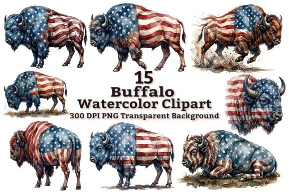 Patriotic American Flag Buffalo Clipart: A Symbol of Freedom and Creativity