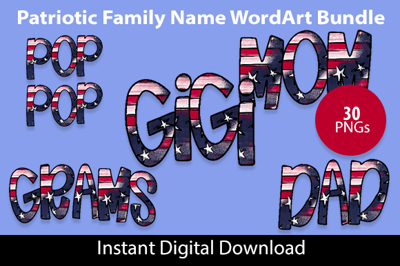Patriotic Family Title WordArt Bundle for Creative Crafts