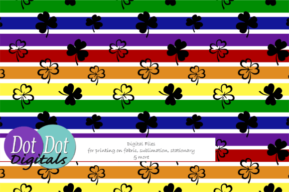 Rainbow Stripes W Black Shamrocks 2: A Versatile Digital Design for Creatives