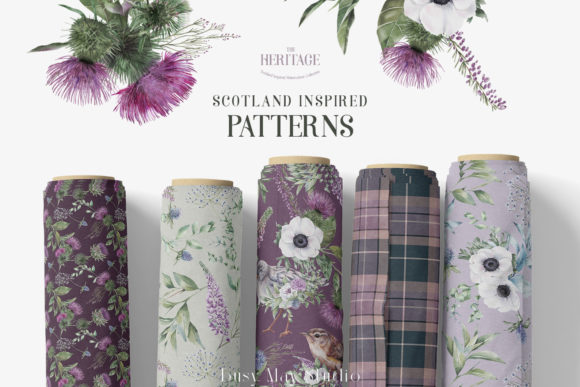 Scottish Seamless Patterns: Floral & Tartan Designs for Creative Projects