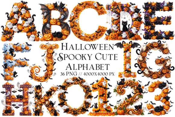 Spookily Sweet Designs with Halloween Spooky Cute Alphabet