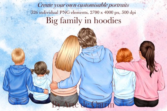 Strategic Value of Big Family in Hoodies Clipart for Creative Projects