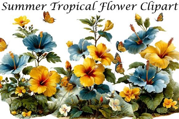 Summer Tropical Flower Clipart for Creative Projects