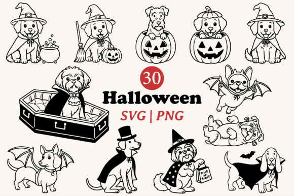 Unleash the Fun with Halloween Dog Breed SVG Clipart Bundles