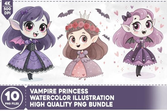 Vampire Princess Watercolor Bundle: Creative Possibilities for Commercial and Personal Projects