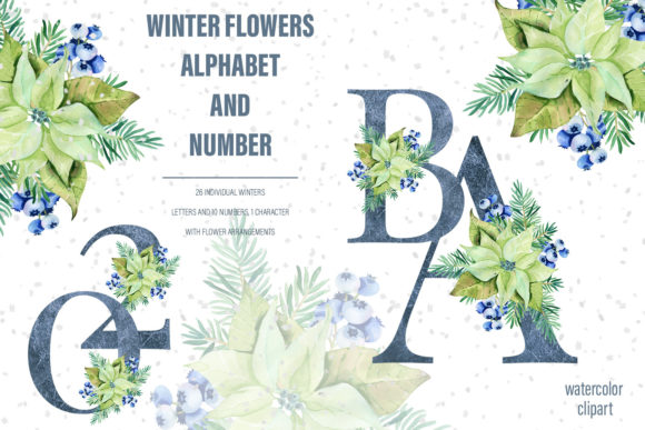 Watercolor Winter Floral Alphabet PNG: Creative Design Made Simple