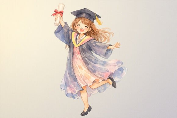 Whimsical Graduation Girl PNG Clipart: A Versatile Design Asset for Celebration Projects